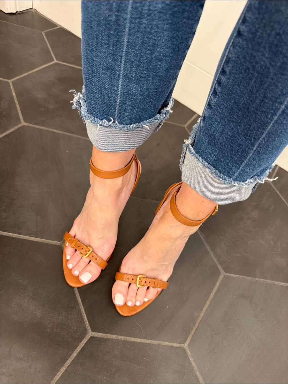 SCHUTZ Tan Leather Ankle Strap Sandals - Picture 2 of 9